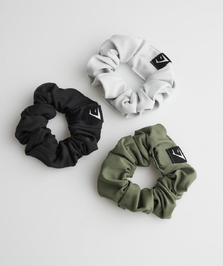 Equipo Gymshark Scrunchies 3Pk Mujer Negras Verde Oliva Gris Claro | CO 2981FDN